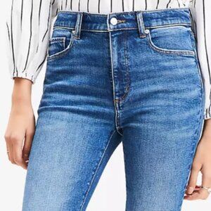 Loft Petite High Rise Kick Crop Jeans in Bright Medium Stone Wash